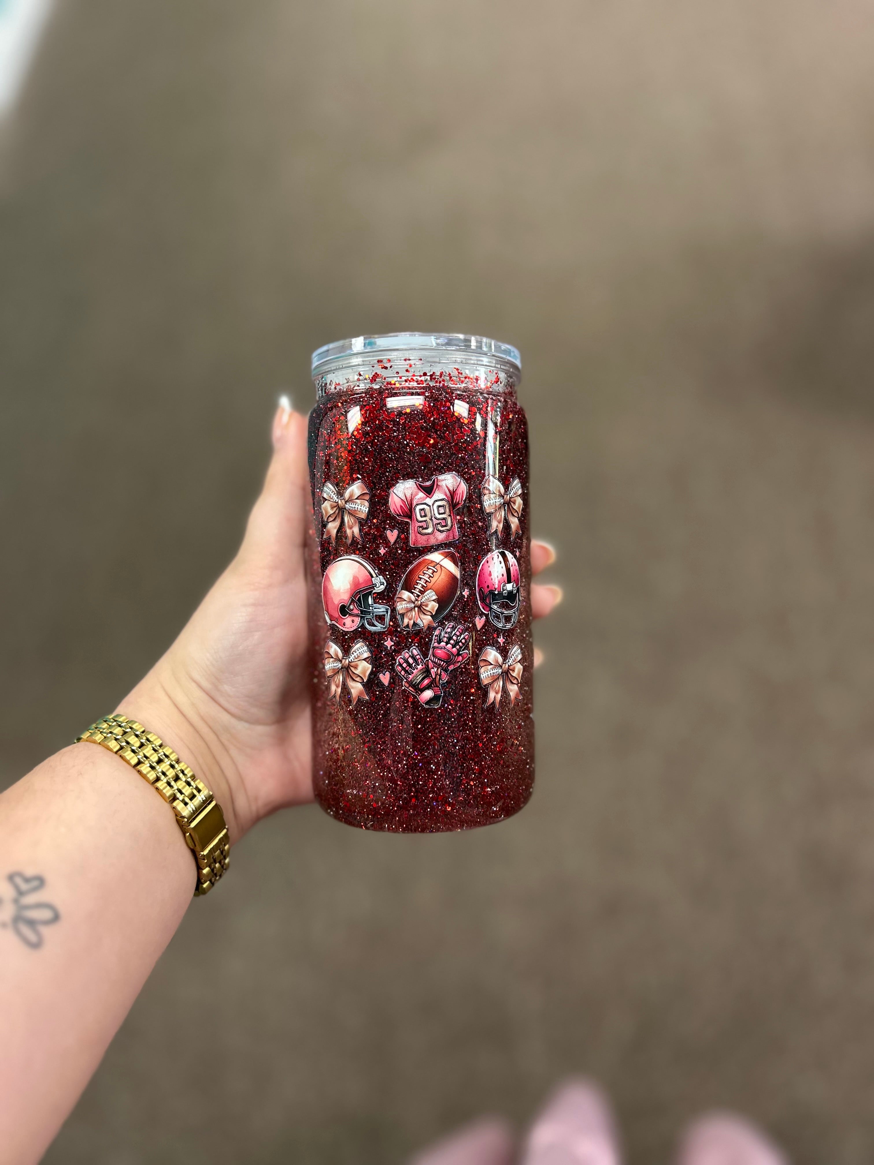 16oz- Red Football Tumbler